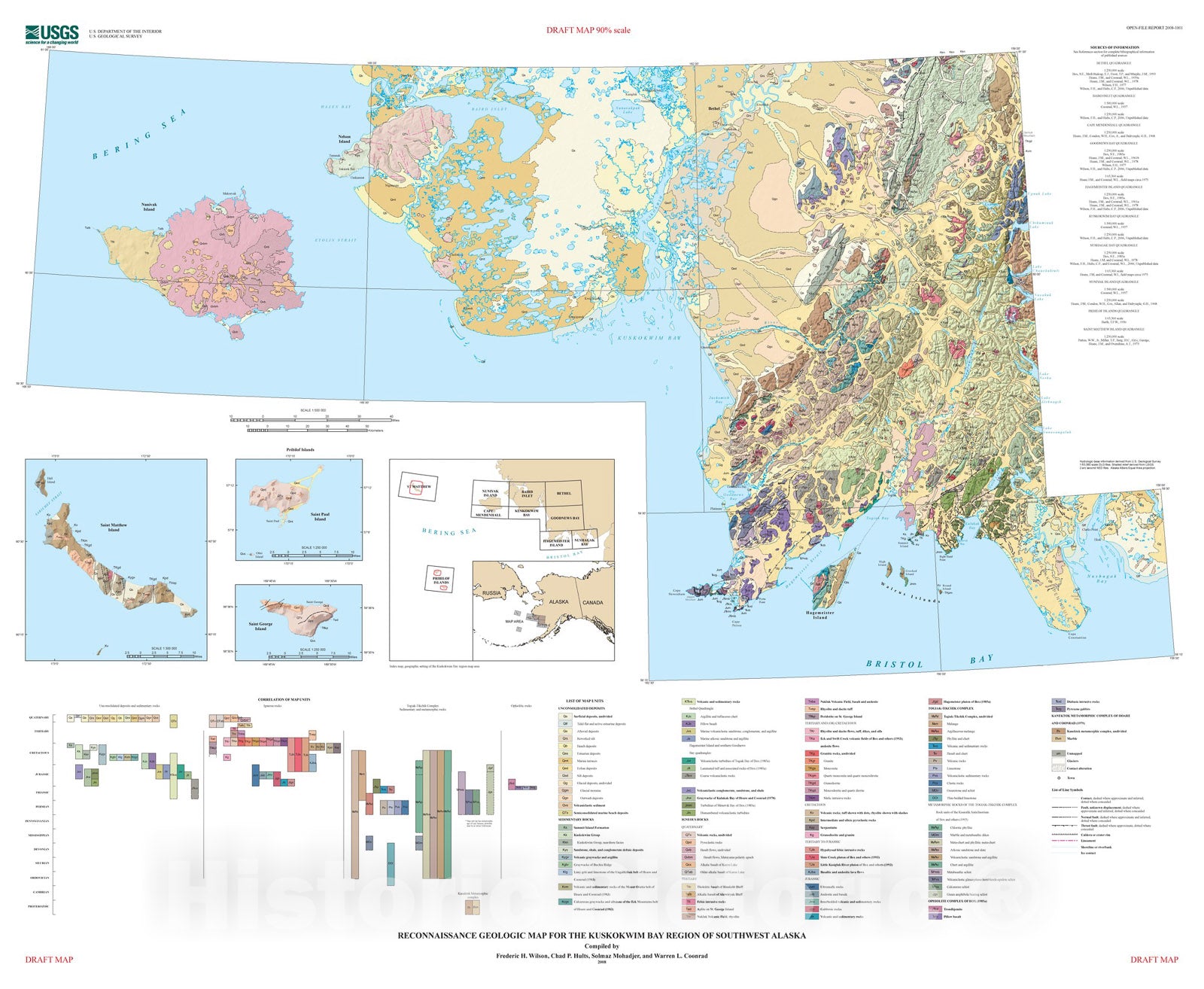 Map : Preliminary integrated geologic map databases for the United States: digital data for the reconnaissance geologic map for the Kusk, 2008 Cartography Wall Art :