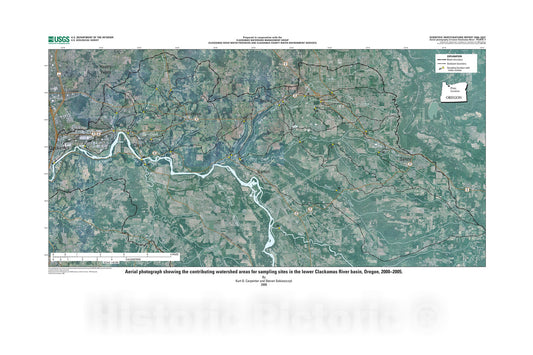 Map : Pesticide occurrence and distribution in the lower Clackamas River Basin, Oregon, 2000-2005, 2008 Cartography Wall Art :