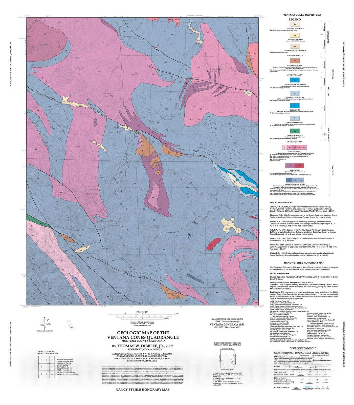 Map : Geologic map of the Ventana Cones quadrangle, Monterey County, California, 2007 Cartography Wall Art :
