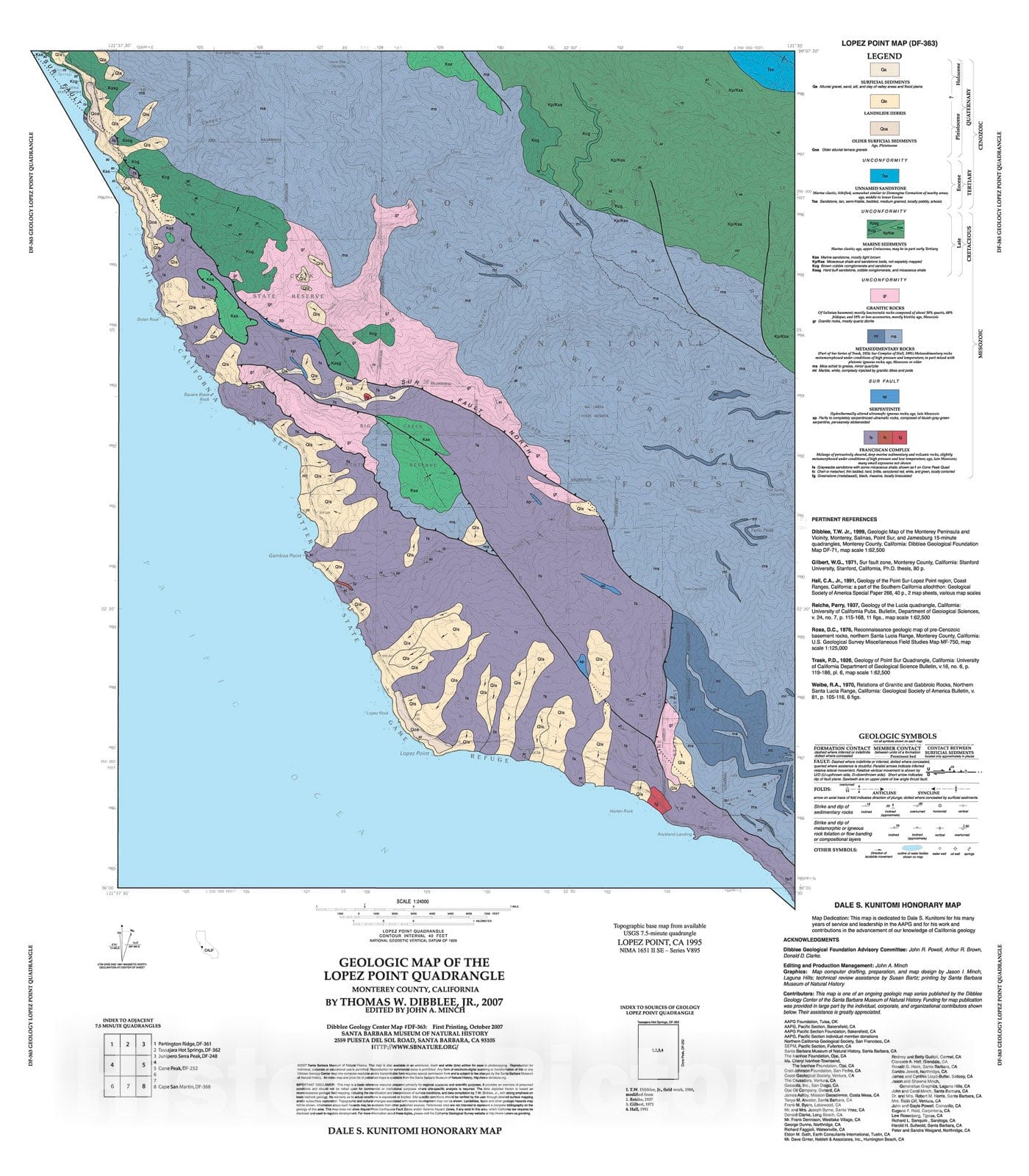 Map : Geologic map of the Lopez Point quadrangle, Monterey County, California, 2007 Cartography Wall Art :