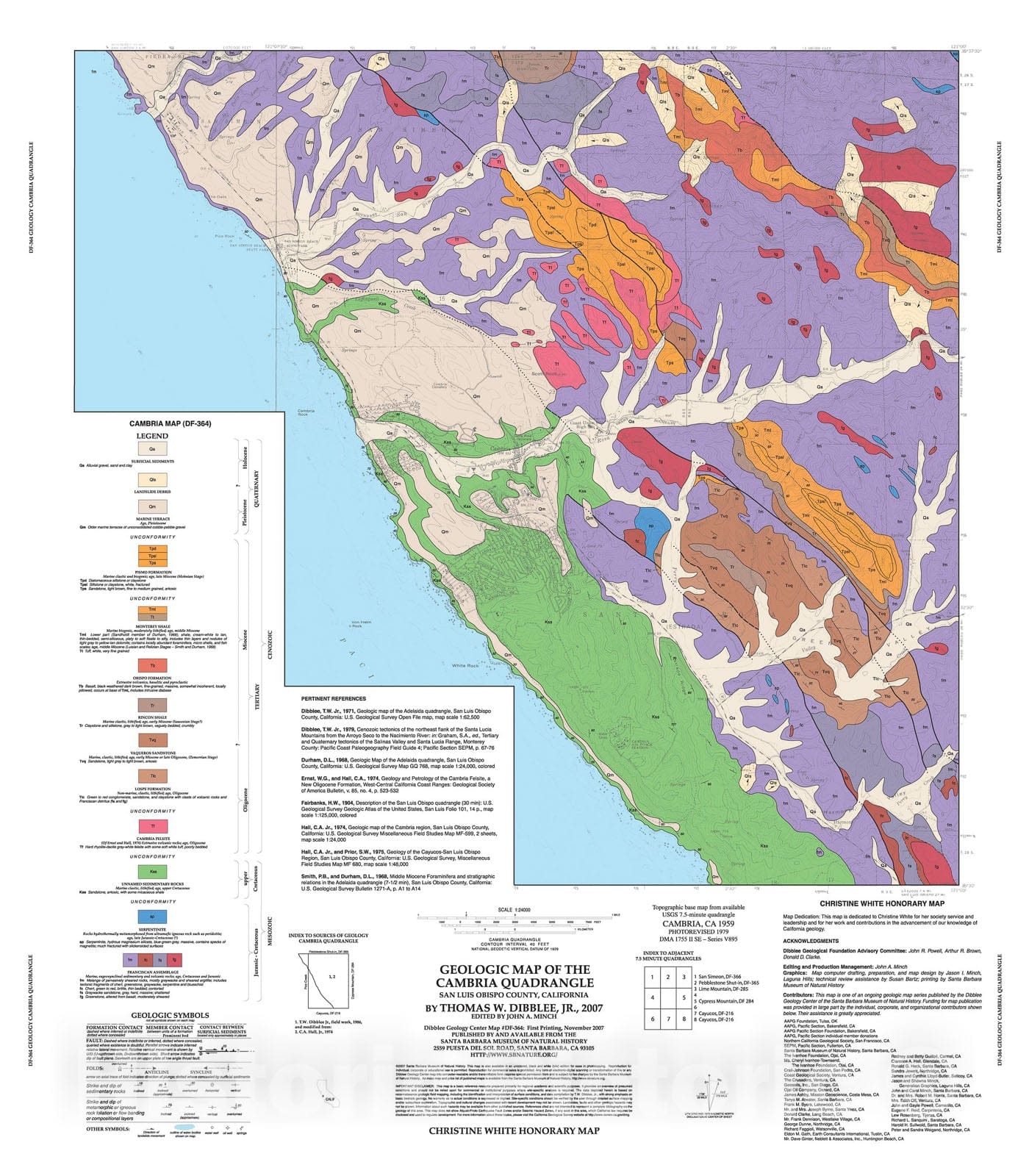 Map : Geologic map of the Cambria quadrangle, San Luis Obispo County, California, 2007 Cartography Wall Art :