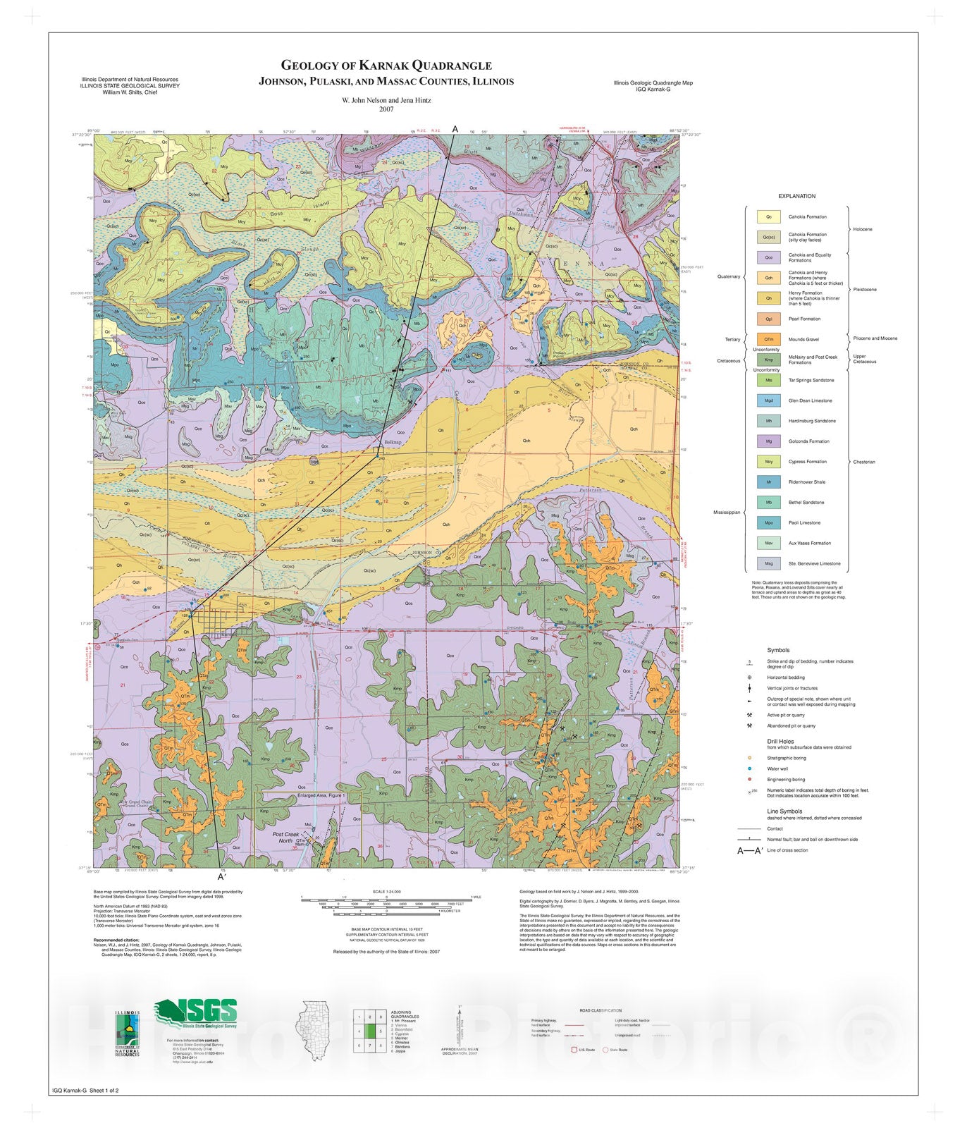 Map : Bedrock Geology of Karnak Quadrangle, 2007 Cartography Wall Art :
