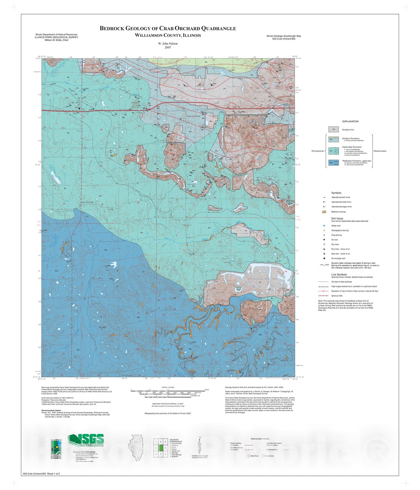 Map : Bedrock Geology of Crab Orchard Quadrangle, 2007 Cartography Wall Art :