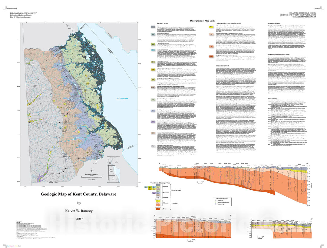 Map : Geologic map of Kent County, Delaware , 2007 Cartography Wall Art :