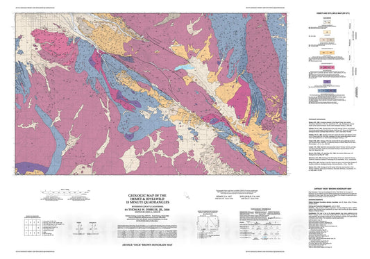 Map : Geologic map of the Hemet & Idyllwild fifteen minute quadrangles, Riverside County, California, 2008 Cartography Wall Art :