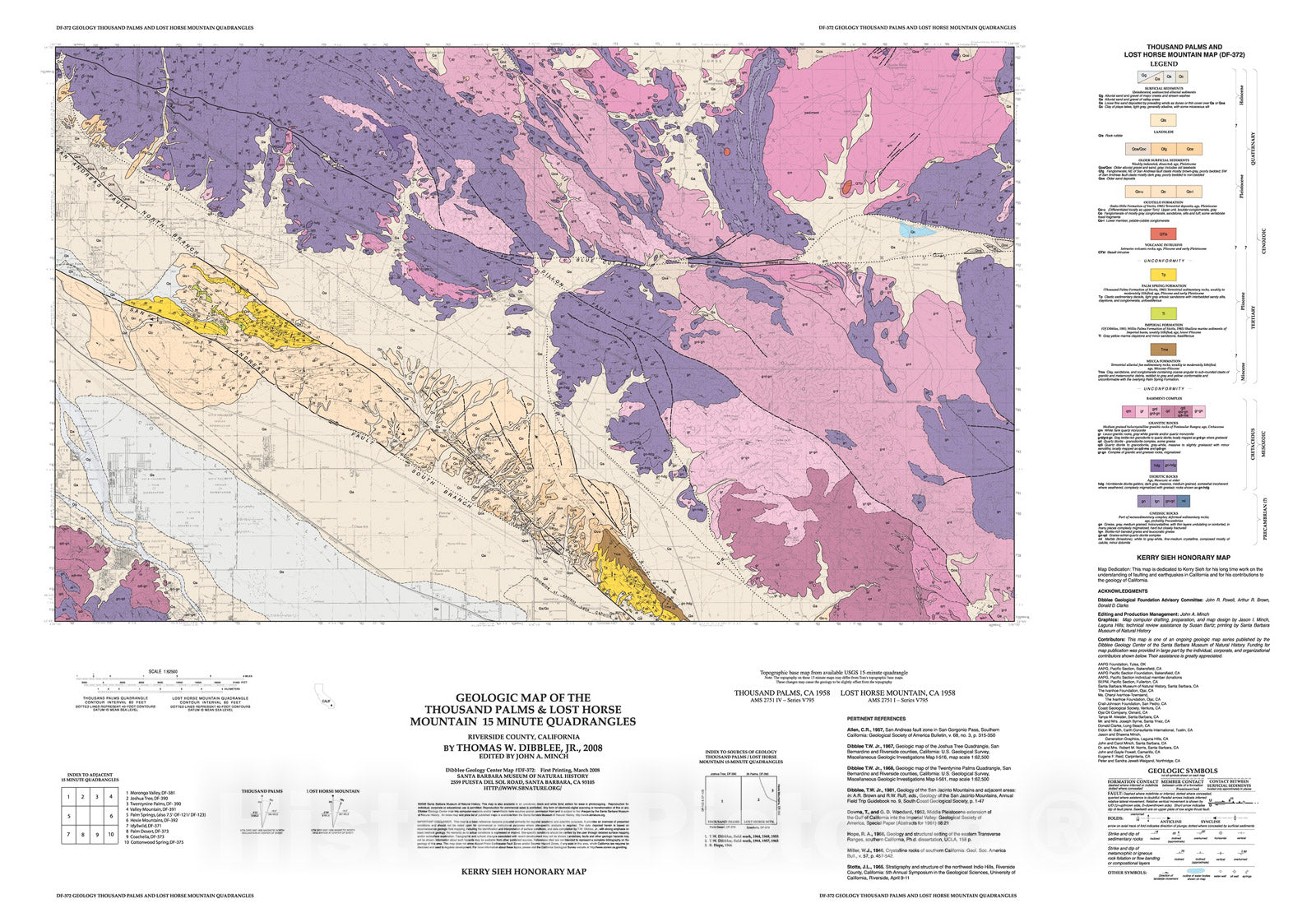 Map : Geologic map of the Thousand Palms & Lost Horse Mountain fifteen minute quadrangles, Riverside County, California, 2008 Cartography Wall Art :