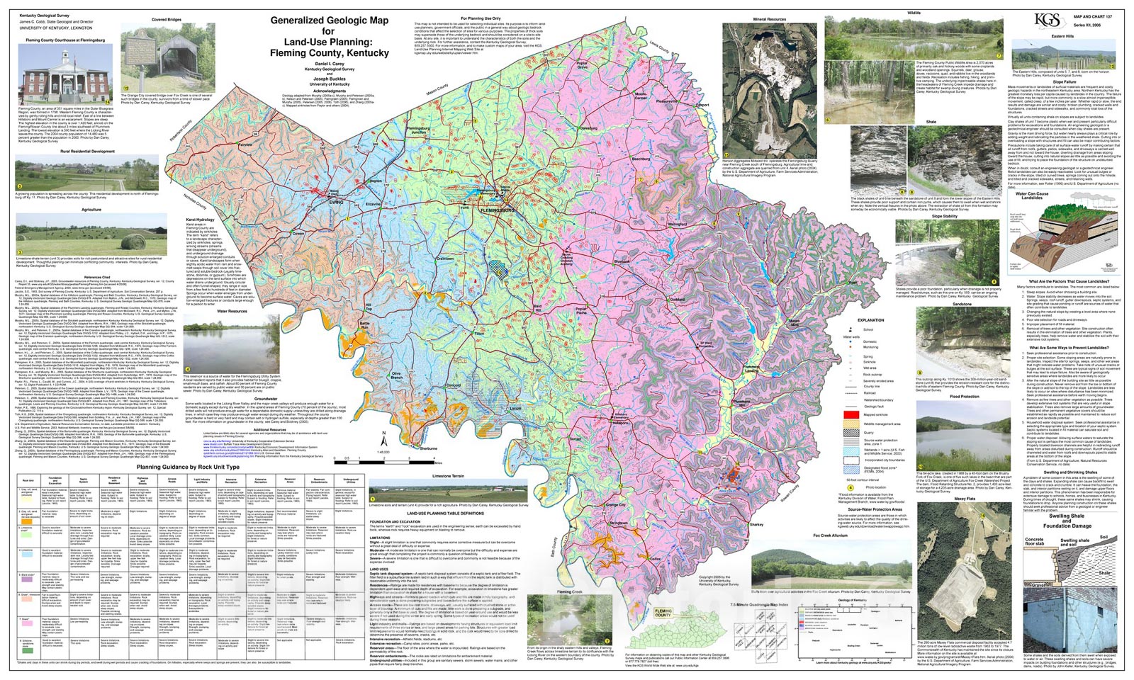 Map : Generalized geologic map for land-use planning: Fleming County, Kentucky, 2006 Cartography Wall Art :