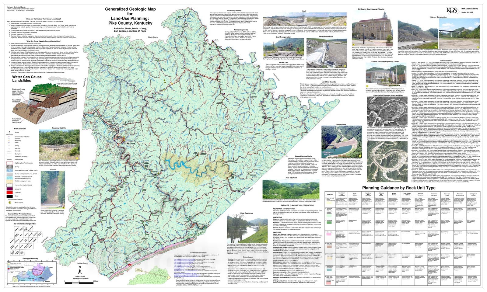 Map : Generalized geologic map for land-use planning: Pike County, Kentucky, 2006 Cartography Wall Art :