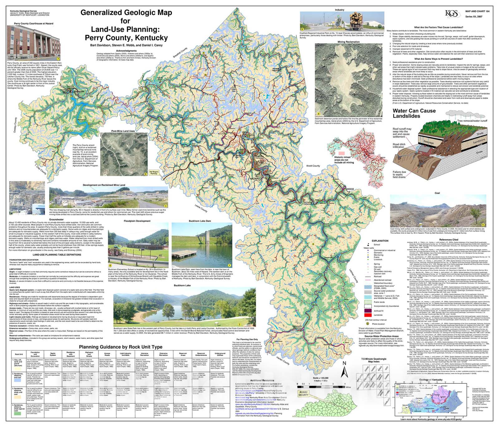 Map : Generalized geologic map for land-use planning: Perry County, Kentucky, 2007 Cartography Wall Art :