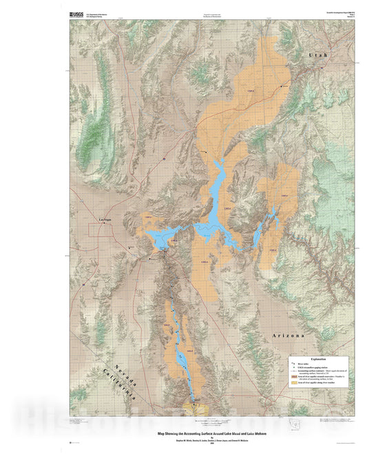 Map : Update of the accounting surface along the lower Colorado River, 2008 Cartography Wall Art :