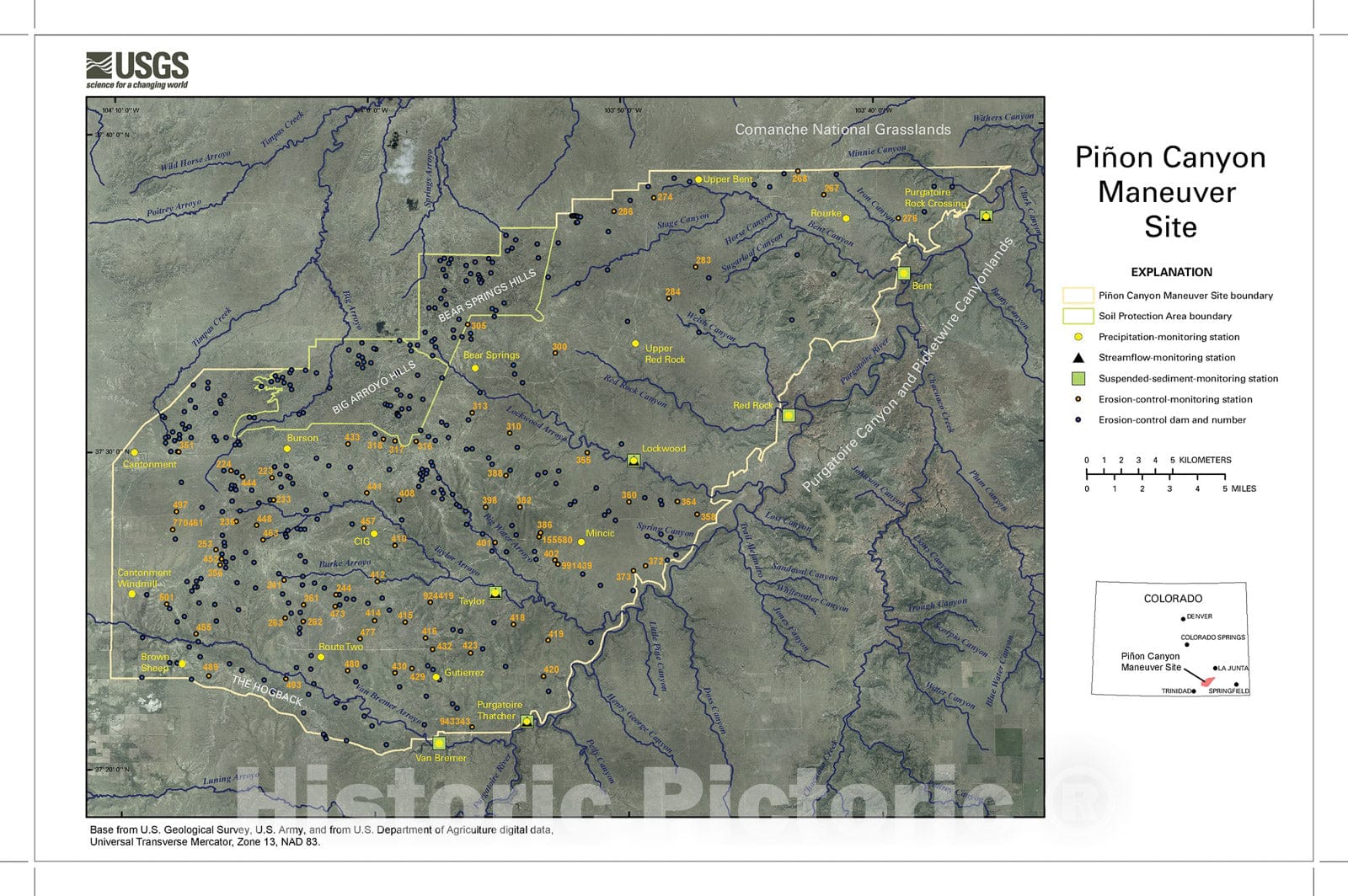 Map : Temporal and spatial variations in precipitation, streamflow, suspended-sediment loads and yields, and land-condition trend analys, 2008 Cartography Wall Art :