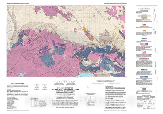 Map : Geologic map of the Lake Arrowhead & Lucerne Valley quadrangles, San Bernardino County, California, 2008 Cartography Wall Art :