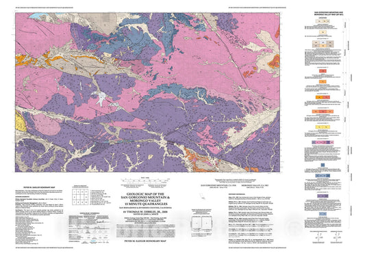 Map : Geologic map of the San Gorgonio Mountain & Morongo Valley fifteen minute quadrangles, San Bernardino & Riverside Counties, California, 2008 Cartography Wall Art :