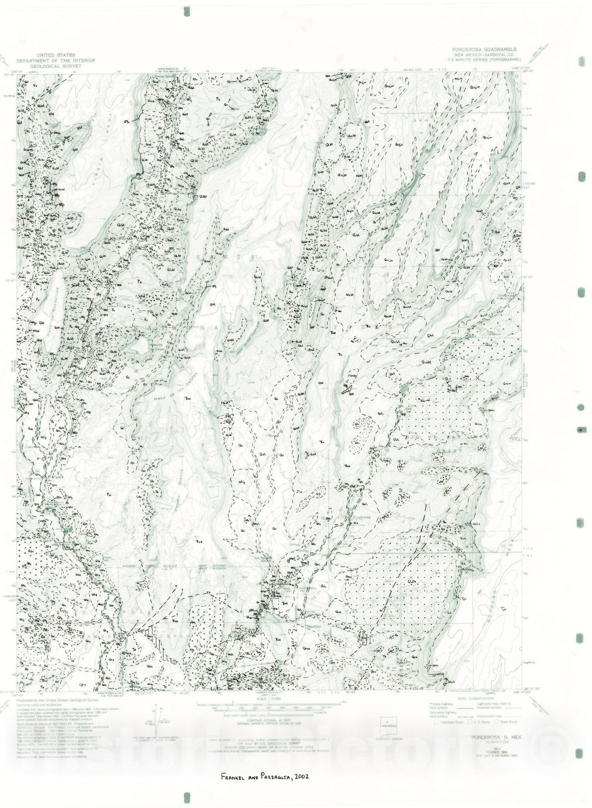 Map : Quaternary geology of the Ponderosa 7.5-minute quadrangle, Sandoval County, New Mexico, 2002 Cartography Wall Art :