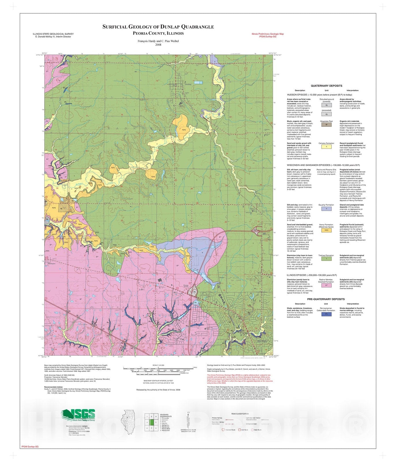 Map : Surficial Geology of Dunlap Quadrangle, 2008 Cartography Wall Art :