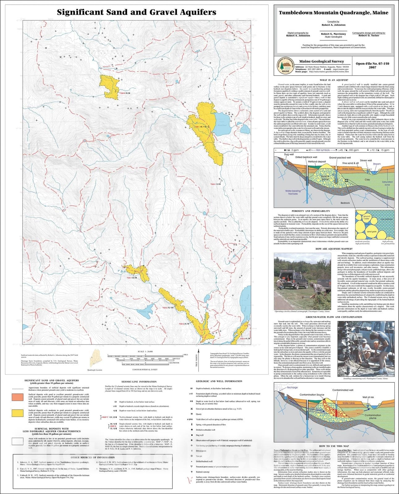 Map : Significant sand and gravel aquifers in the Tumbledown Mountain Quadrangle, Maine, 2007 Cartography Wall Art :