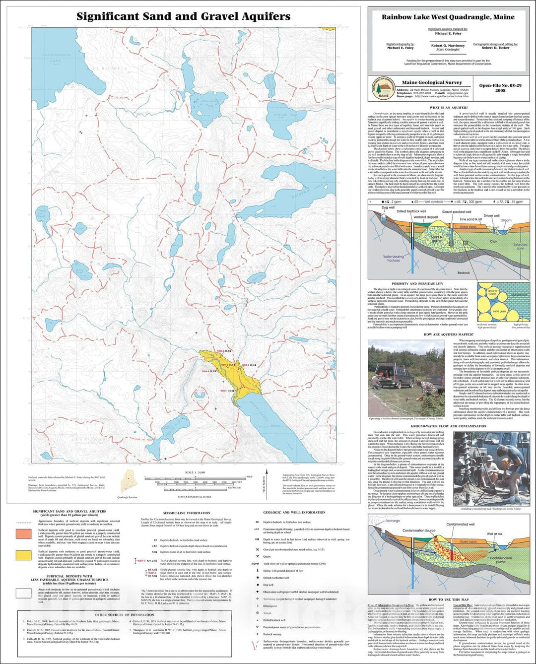 Map : Significant sand and gravel aquifers in the Rainbow Lake West quadrangle, Maine, 2008 Cartography Wall Art :