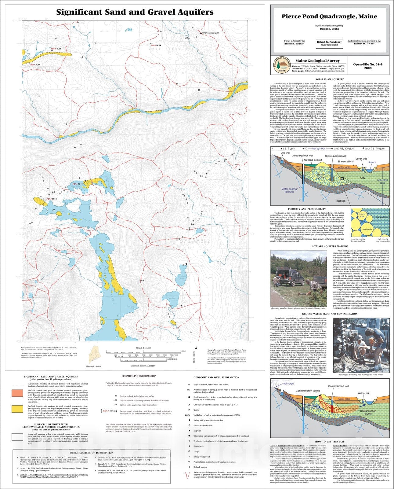 Map : Significant sand and gravel aquifers in the Pierce Pond Quadrangle, Maine, 2008 Cartography Wall Art :