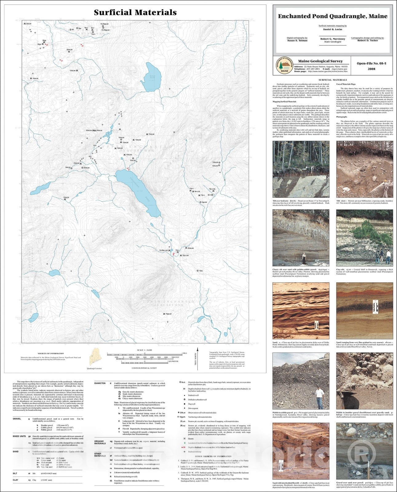 Map : Surficial materials of the Enchanted Pond quadrangle, Maine, 2008 Cartography Wall Art :