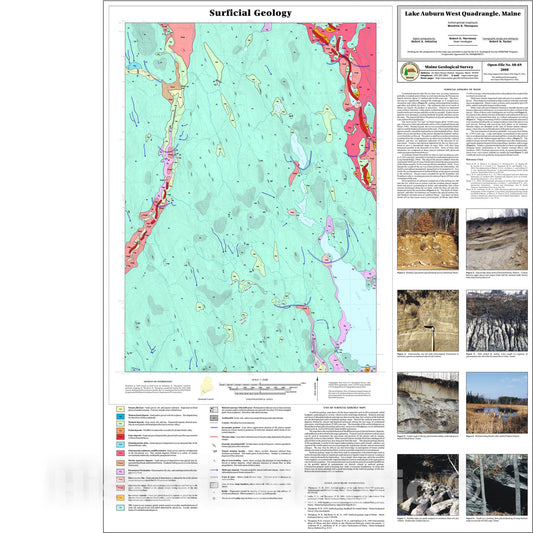Map : Surficial geology of the Lake Auburn West quadrangle, Maine, 2008 Cartography Wall Art :
