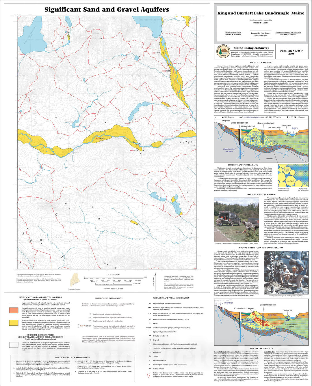Map : Significant sand and gravel aquifers in the King and Bartlett Lake Quadrangle, Maine, 2008 Cartography Wall Art :