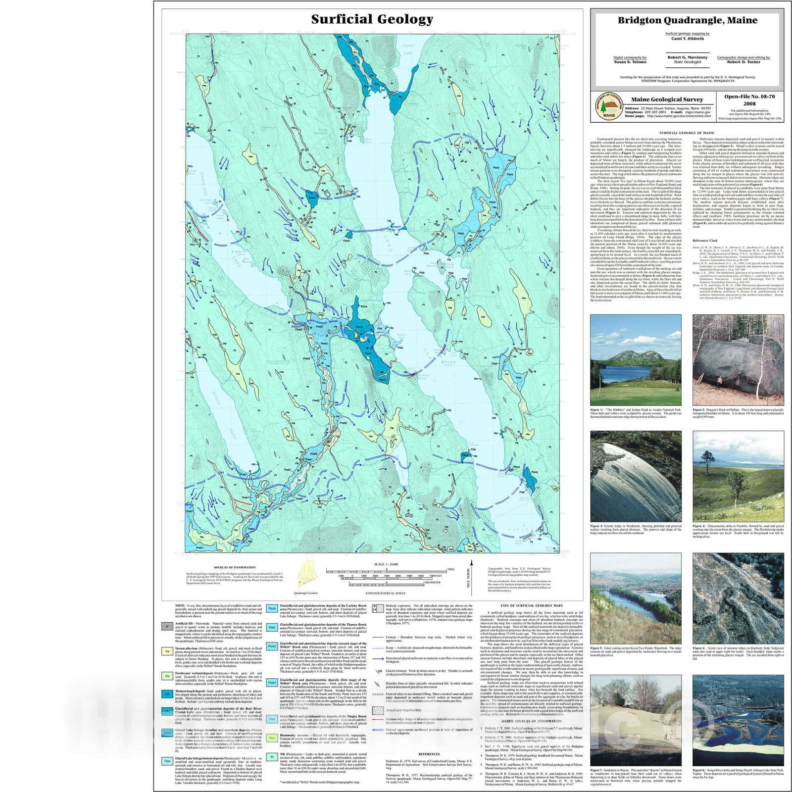 Map : Surficial geology of the Bridgton quadrangle, Maine, 2008 Cartography Wall Art :