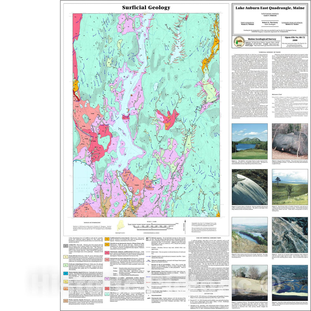 Map : Surficial geology of the Lake Auburn East quadrangle, Maine, 2008 Cartography Wall Art :