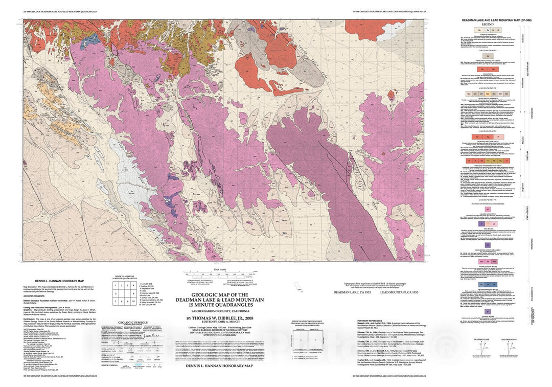 Map : Geologic map of the Deadman Lake & Lead Mountain fifteen minute quadrangles, San Bernardino County, California, 2008 Cartography Wall Art :