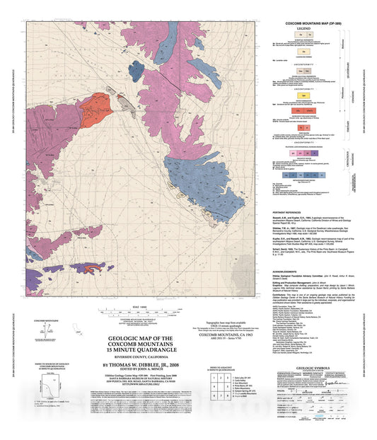 Map : Geologic map of the Coxcomb Mountains fifteen minute quadrangle, Riverside County, California, 2008 Cartography Wall Art :