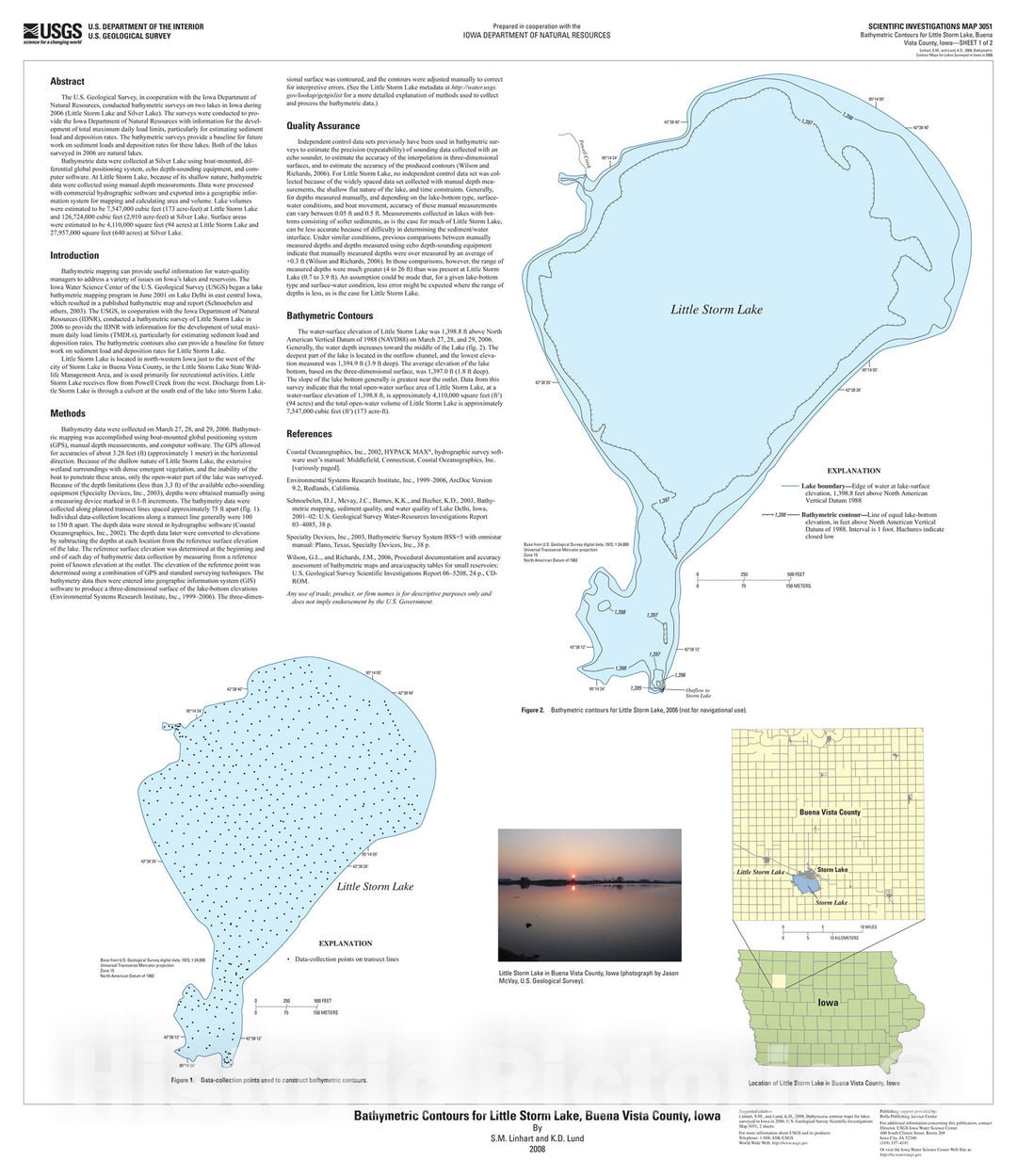 Map : Bathymetric contours for lakes surveyed in Iowa in 2006 [Little Storm Lake, Buena Vista County], 2008 Cartography Wall Art :