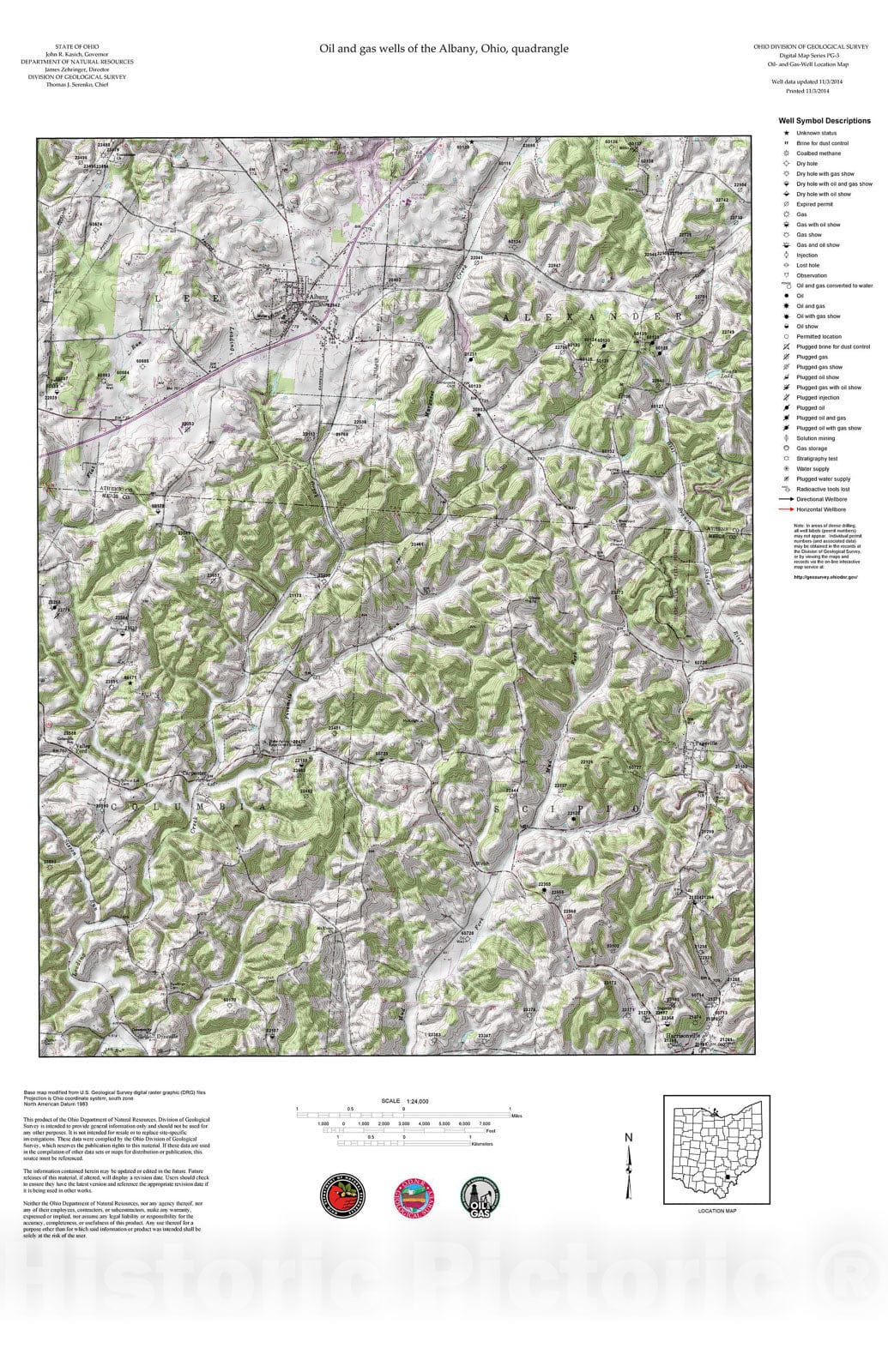 Map : Oil and gas wells of the Albany quadrangle [Revised bi-weekly], 2006 Cartography Wall Art :