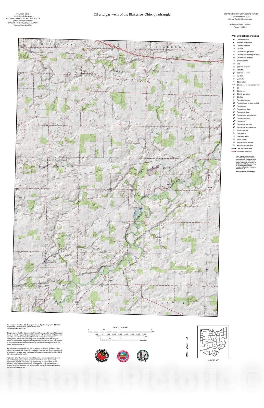 Map : Oil and gas wells of the Blakeslee quadrangle [Revised bi-weekly], 2006 Cartography Wall Art :