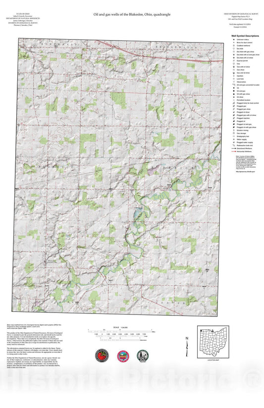 Map : Oil and gas wells of the Blakeslee quadrangle [Revised bi-weekly], 2006 Cartography Wall Art :