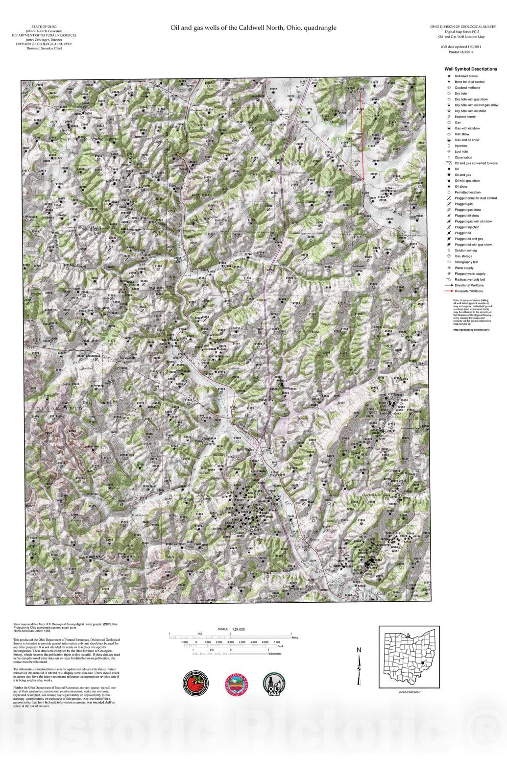 Map : Oil and gas wells of the Caldwell North quadrangle [Revised bi-weekly], 2006 Cartography Wall Art :