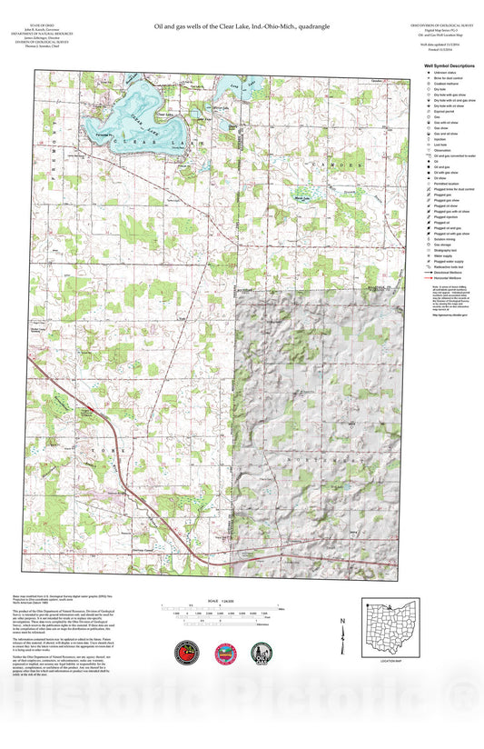 Map : Oil and gas wells of the Clear Lake quadrangle [Revised bi-weekly], 2006 Cartography Wall Art :