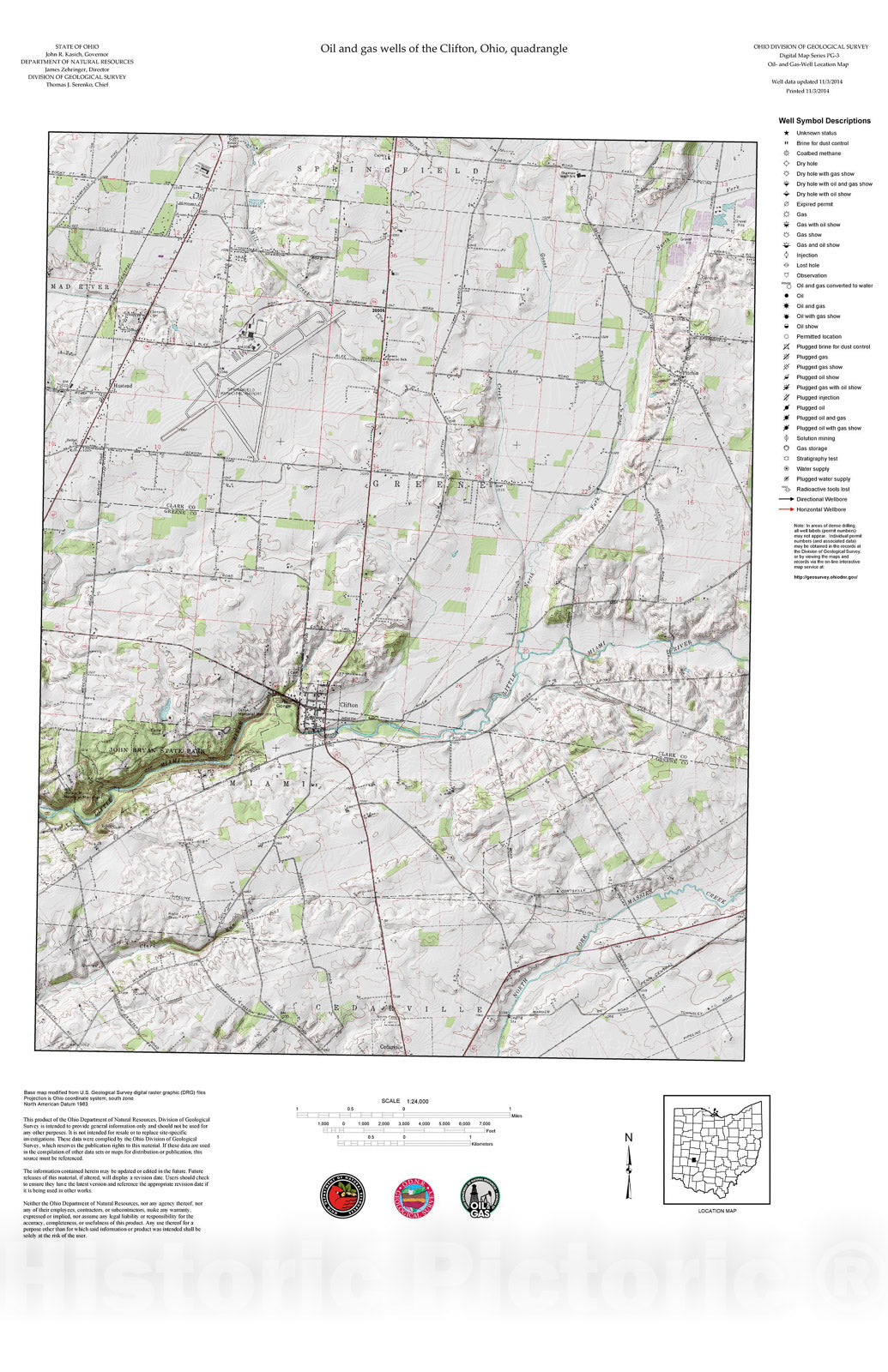 Map : Oil and gas wells of the Clifton quadrangle [Revised bi-weekly], 2006 Cartography Wall Art :