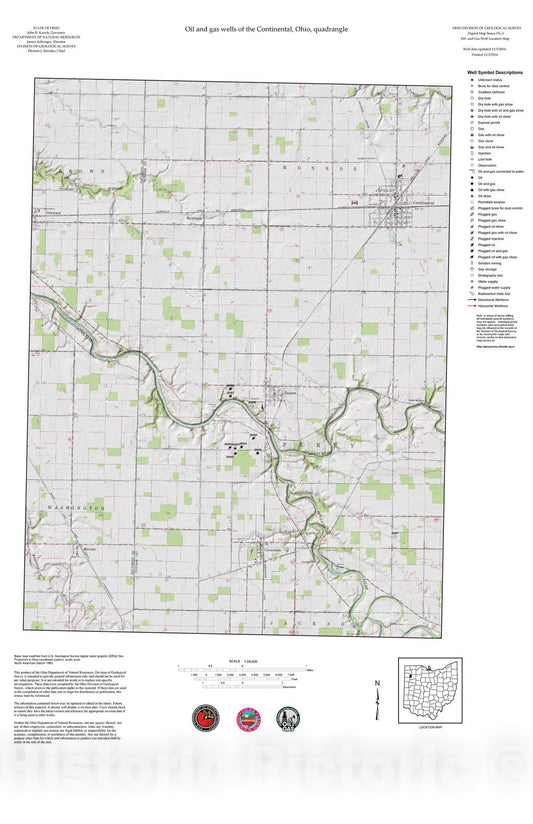 Map : Oil and gas wells of the Continental quadrangle [Revised bi-weekly], 2006 Cartography Wall Art :