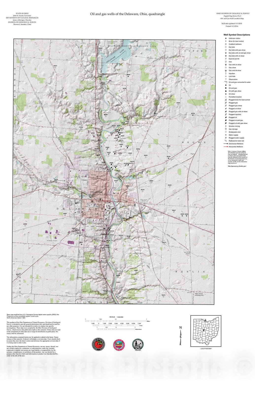 Map : Oil and gas wells of the Delaware quadrangle [Revised bi-weekly], 2006 Cartography Wall Art :