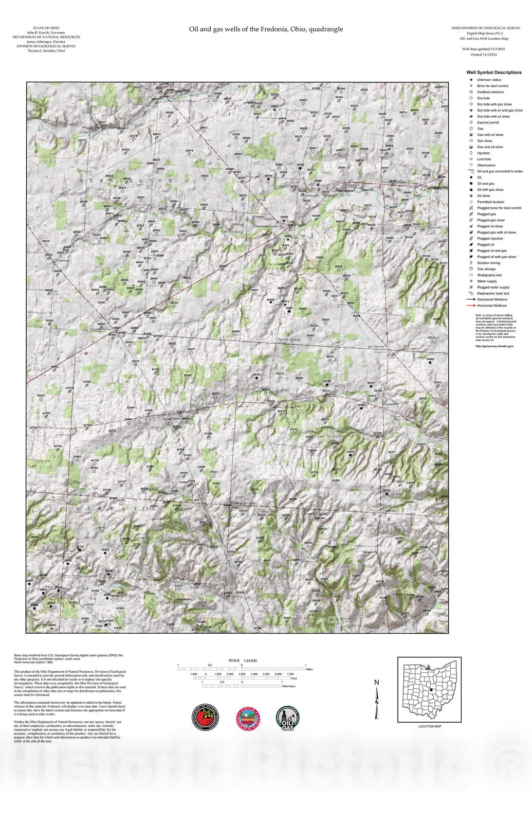 Map : Oil and gas wells of the Fredonia quadrangle [Revised bi-weekly], 2006 Cartography Wall Art :
