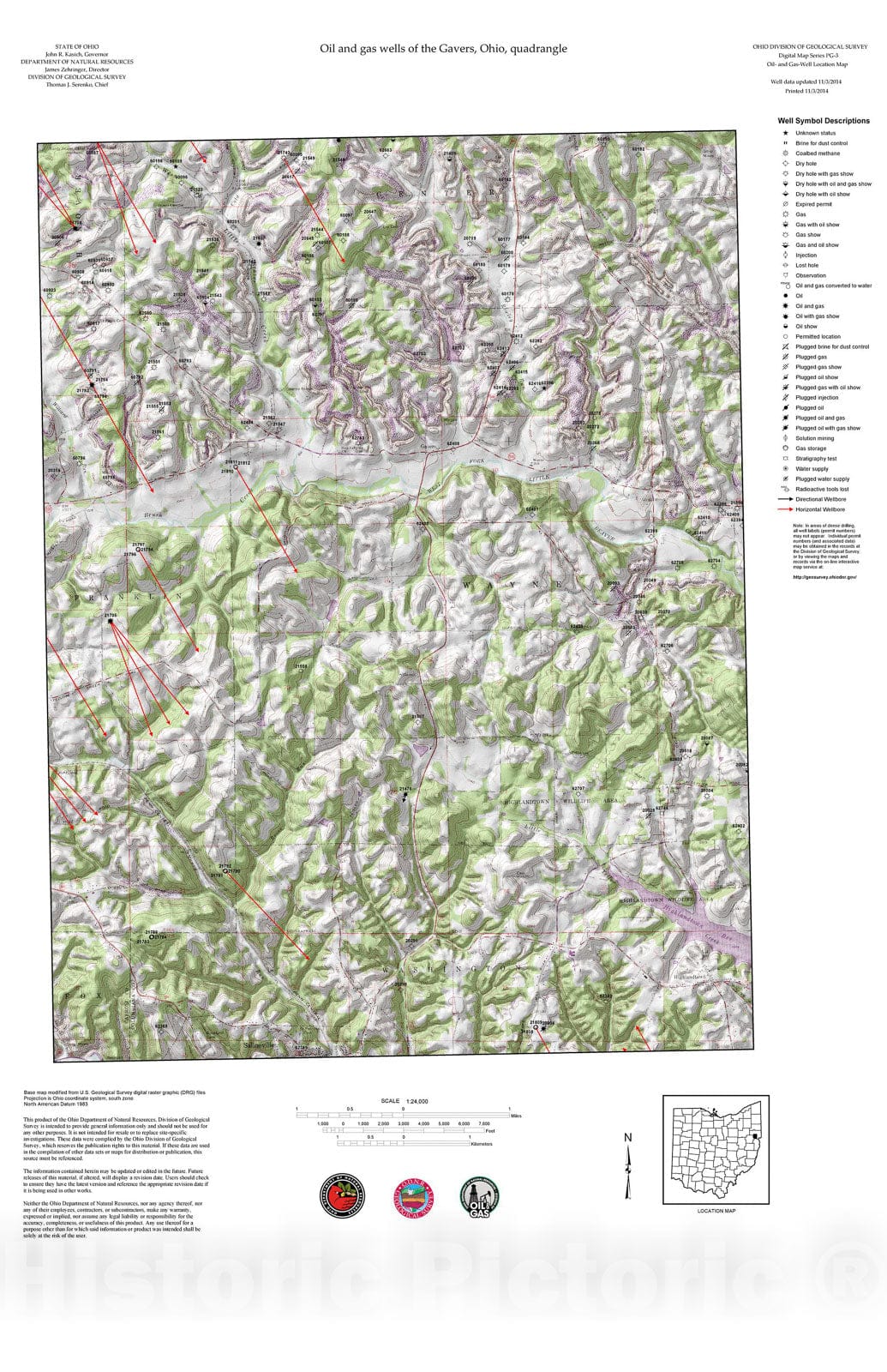 Map : Oil and gas wells of the Gavers quadrangle [Revised bi-weekly], 2006 Cartography Wall Art :