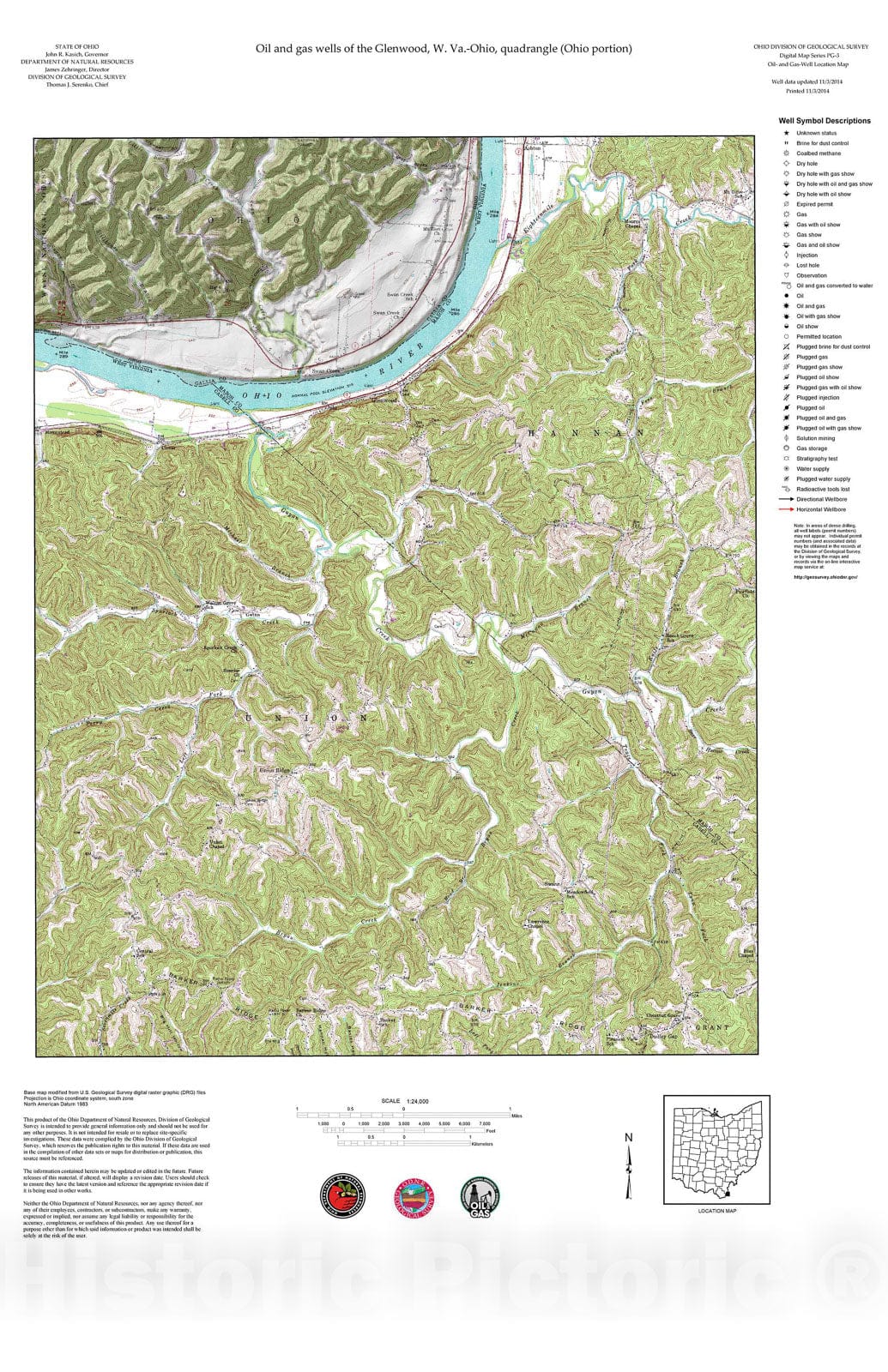 Map : Oil and gas wells of the Glenwood quadrangle [Revised bi-weekly], 2006 Cartography Wall Art :