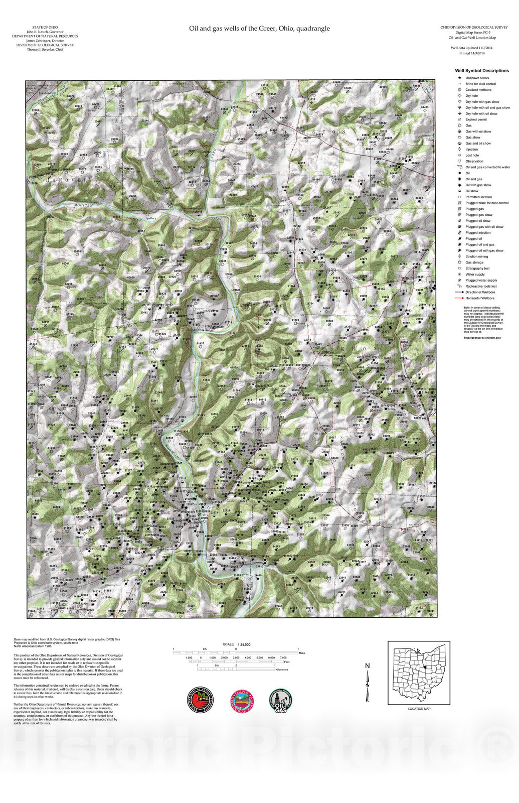 Map : Oil and gas wells of the Greer quadrangle [Revised bi-weekly], 2006 Cartography Wall Art :