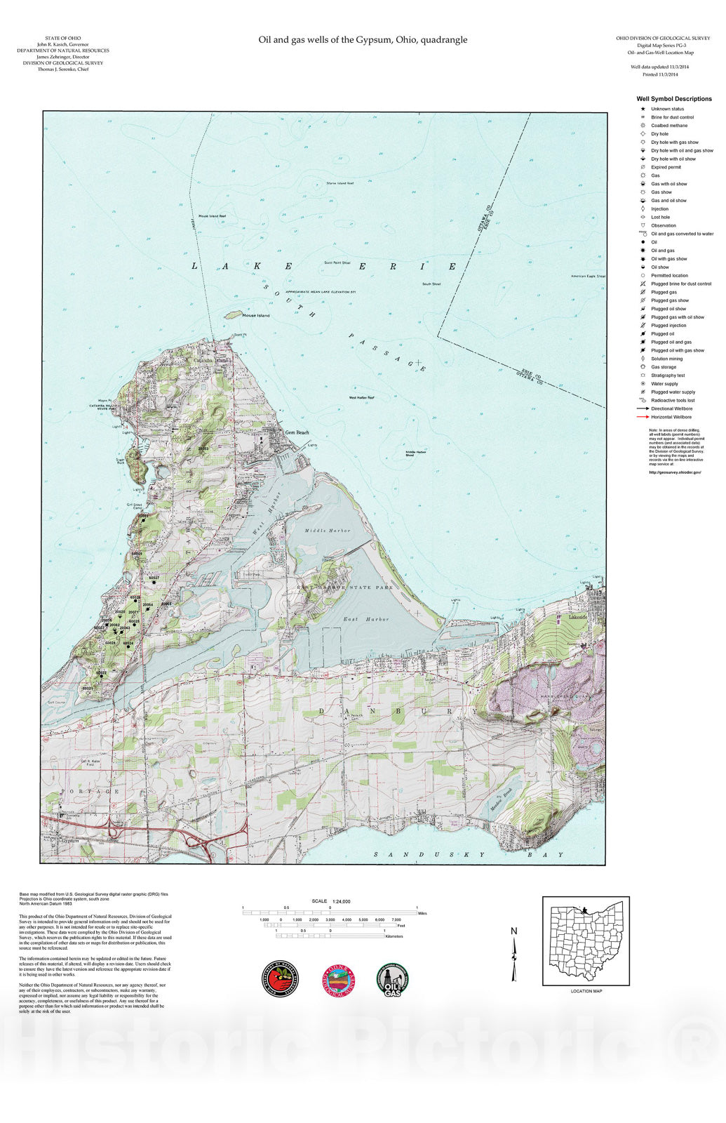 Map : Oil and gas wells of the Gypsum quadrangle [Revised bi-weekly], 2006 Cartography Wall Art :