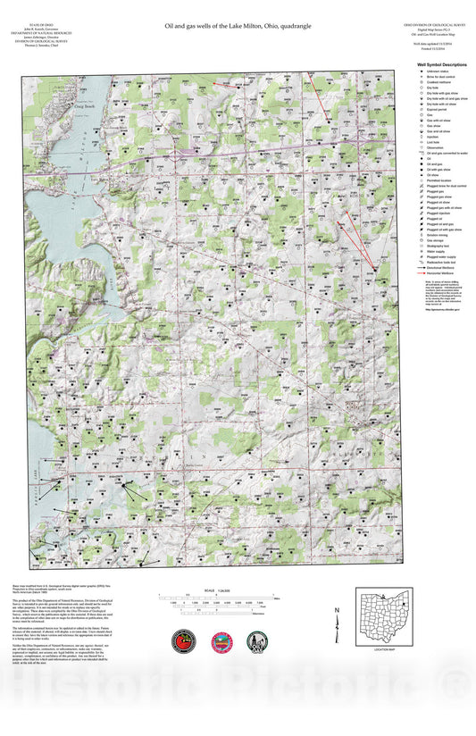 Map : Oil and gas wells of the Lake Milton quadrangle [Revised bi-weekly], 2006 Cartography Wall Art :