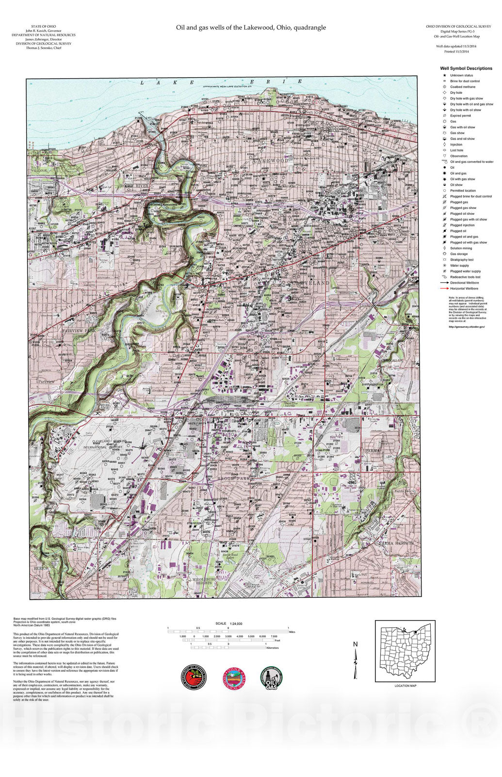 Map : Oil and gas wells of the Lakewood quadrangle [Revised bi-weekly], 2006 Cartography Wall Art :