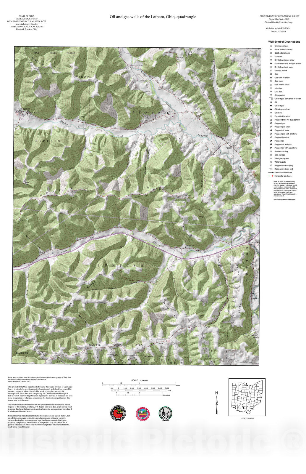Map : Oil and gas wells of the Latham quadrangle [Revised bi-weekly], 2006 Cartography Wall Art :