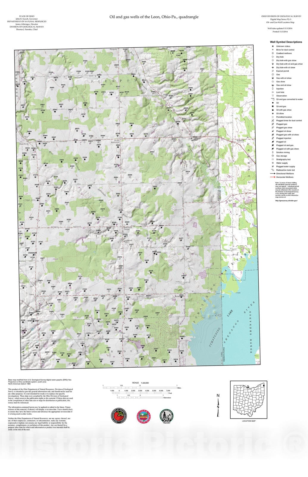 Map : Oil and gas wells of the Leon quadrangle [Revised bi-weekly], 2006 Cartography Wall Art :