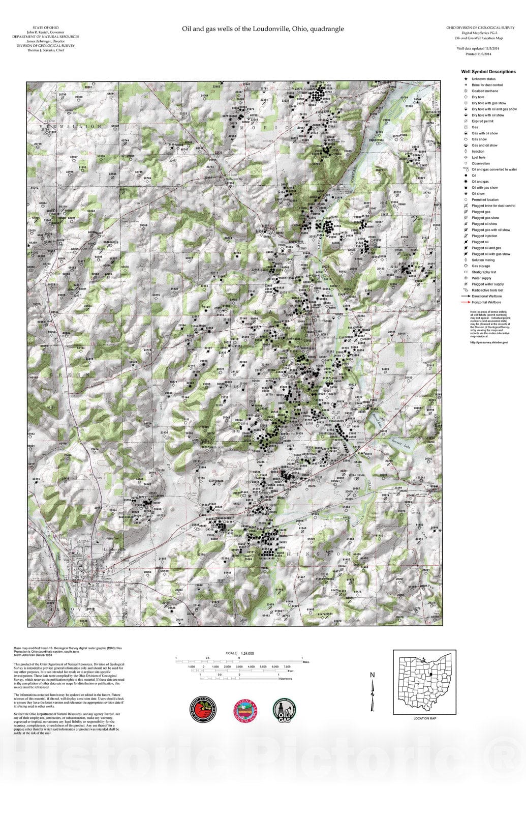 Map : Oil and gas wells of the Loudonville quadrangle [Revised bi-weekly], 2006 Cartography Wall Art :