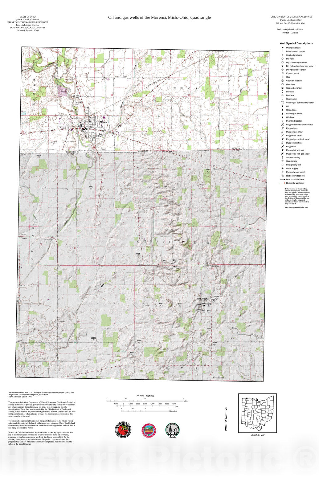 Map : Oil and gas wells of the Morenci quadrangle [Revised bi-weekly], 2006 Cartography Wall Art :