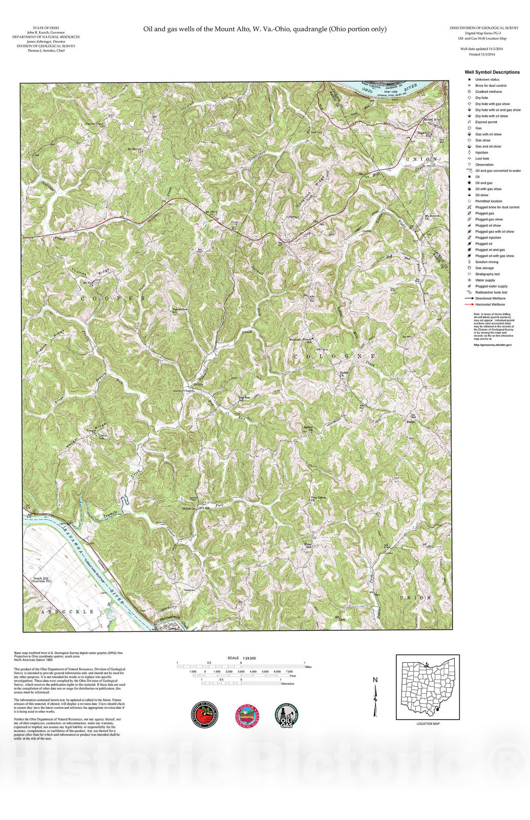 Map : Oil and gas wells of the Mount Alto quadrangle [Revised bi-weekly], 2006 Cartography Wall Art :
